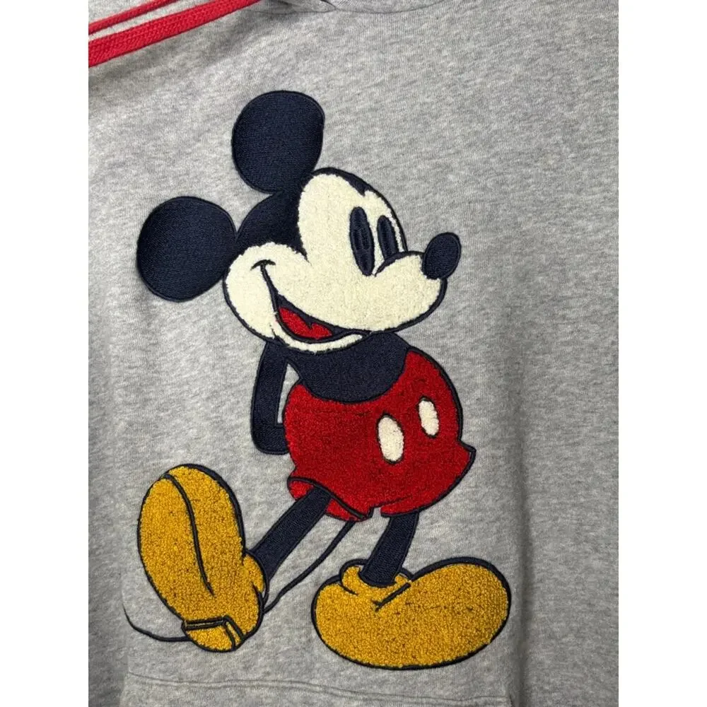 Disney Varsity Patch Classic Mickey Disneyland Hoodie Sweatshirt Gray Navy M